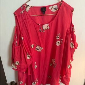 Worthington Vibrant Red Floral Blouse